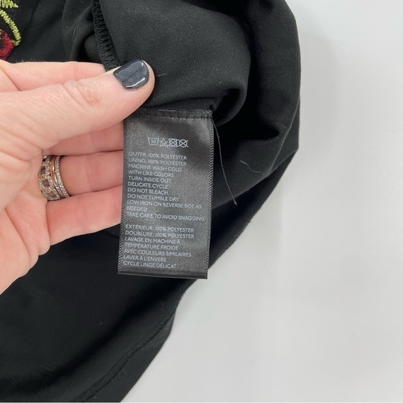 URBAN OUTFITTERS KIMCHI BLUE Floral Embroidered Black Tulle Layered Dress - Picture 6 of 11